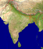 Indien Satellit + Grenzen 1773x2000